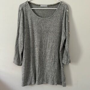 Retrology‎ Women’s Gray 3/4 Sleeve Shirt 1X